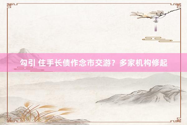 勾引 住手长债作念市交游？多家机构修起