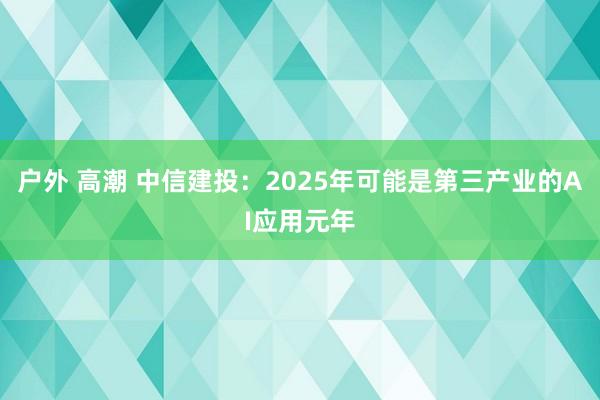 户外 高潮 中信建投：2025年可能是第三产业的AI应用元年