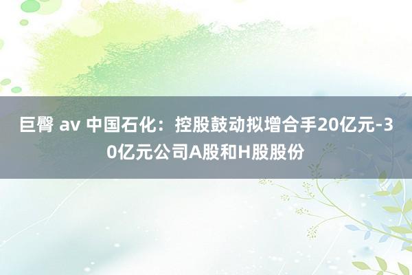 巨臀 av 中国石化：控股鼓动拟增合手20亿元-30亿元公司A股和H股股份